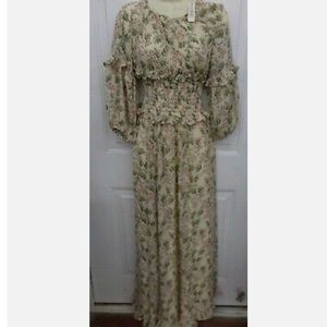 max studio cinched waist floral maxi dress